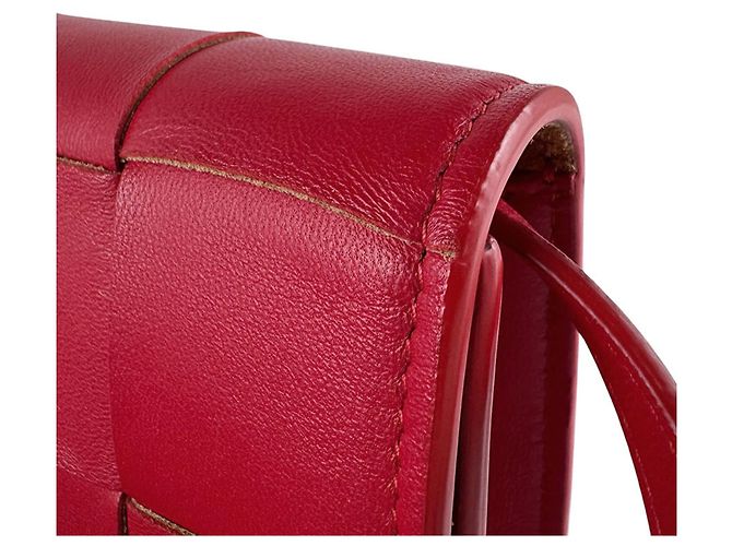 Borsa a Spalla Mini Cassette in Pelle Bottega Veneta Rosso - vista 6