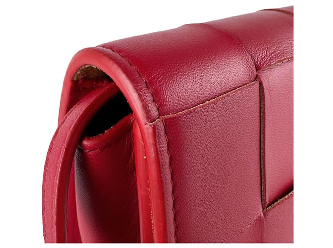 Borsa a Spalla Mini Cassette in Pelle Bottega Veneta Rosso - vista 7