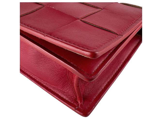 Borsa a Spalla Mini Cassette in Pelle Bottega Veneta Rosso - vista 8