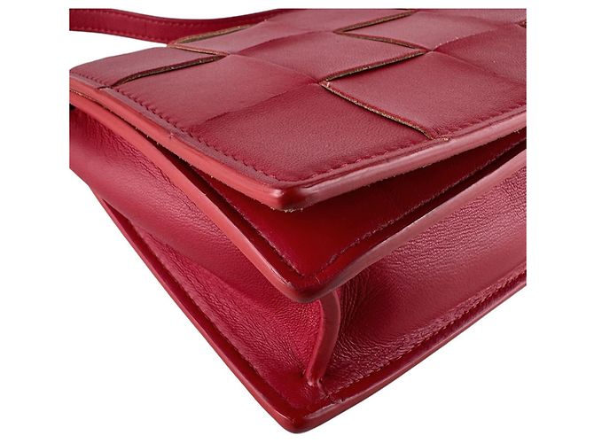 Borsa a Spalla Mini Cassette in Pelle Bottega Veneta Rosso - vista 9