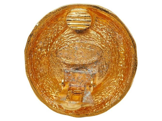Timeless Orecchini tondi vintage Chanel Coco Mark Marrone D'oro - vista 4