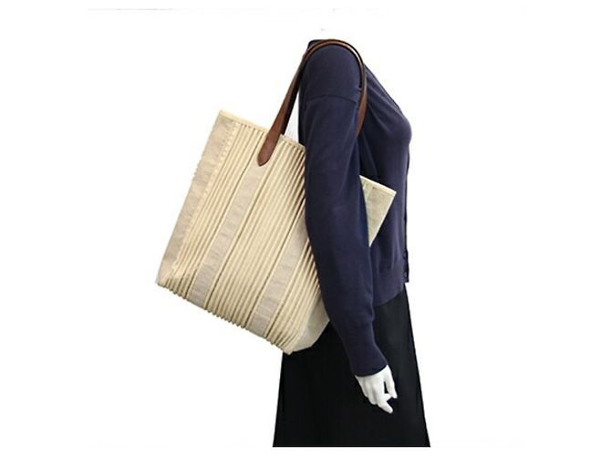 Hermès Borsa Tote Hermes Cabas Calicut Marrone Beige - vista 10