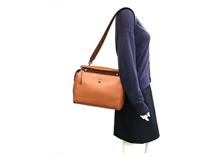 Borsa a tracolla in pelle marrone Fendi - vista 9