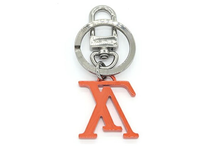 Louis Vuitton Orange and Silver Keyring Silvery - view 2