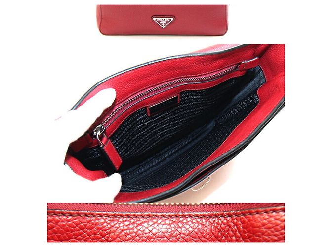 Borsa a tracolla in pelle rossa Prada Rosso - vista 2