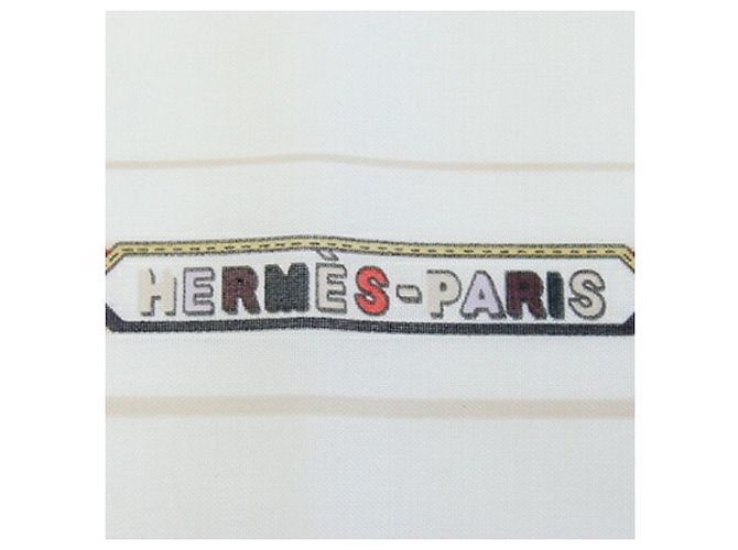 Hermès Sciarpa Hermes - Carré 42, Sangles en Finesse Beige Bianco sporco - vista 2