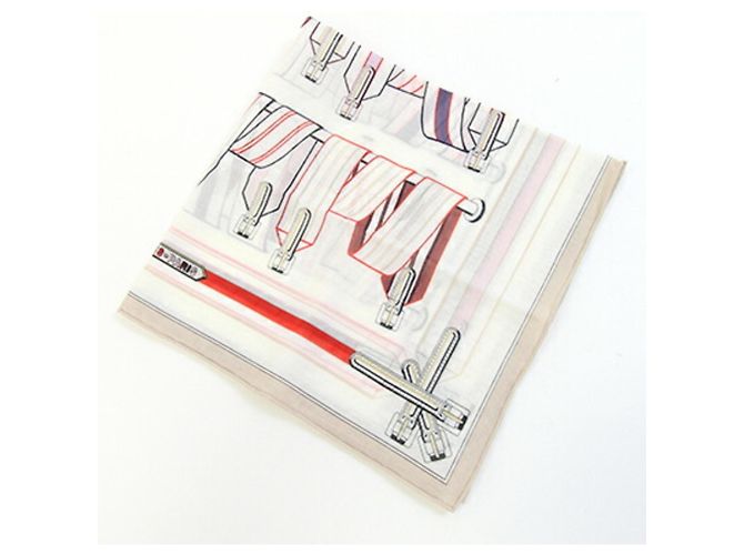 Hermès Sciarpa Hermes - Carré 42, Sangles en Finesse Beige Bianco sporco - vista 4