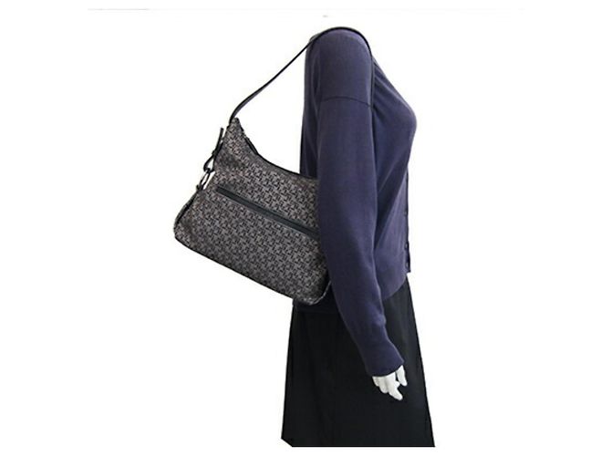 Borsa Loewe in tela e pelle grigio e nero Marrone - vista 10