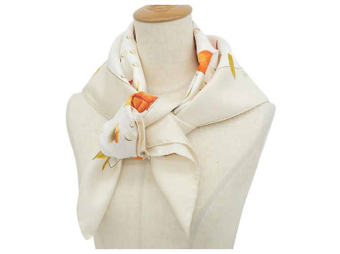 Hermès Sciarpa Hermes Carre 90 LA ROSEE Rosso Beige Arancione - vista 2