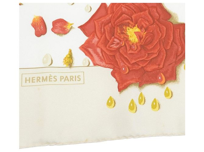 Hermès Sciarpa Hermes Carre 90 LA ROSEE Rosso Beige Arancione - vista 5