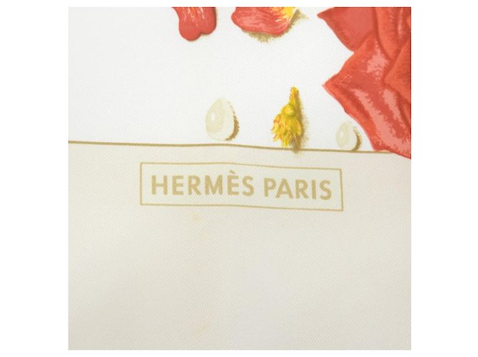 Hermès Sciarpa Hermes Carre 90 LA ROSEE Rosso Beige Arancione - vista 8