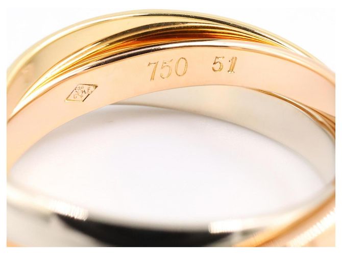 Anello Cartier Trinity in oro rosa bianco e giallo D'oro - vista 3