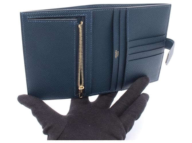Hermès Cartera bi-fold compacta Hermes Bearn Azul - vista 3