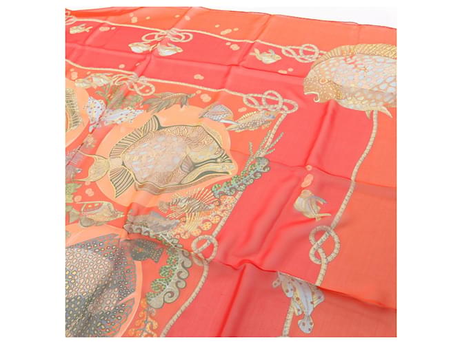 Hermès Sciarpa in seta Hermes Grands Fonds Rosso Multicolore - vista 2