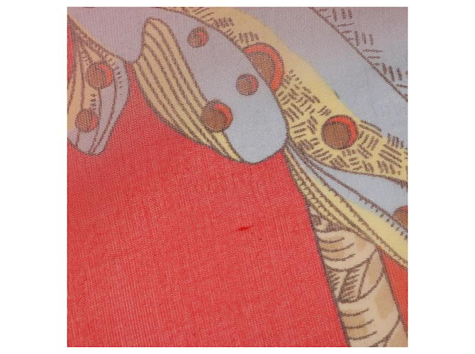 Hermès Sciarpa in seta Hermes Grands Fonds Rosso Multicolore - vista 6