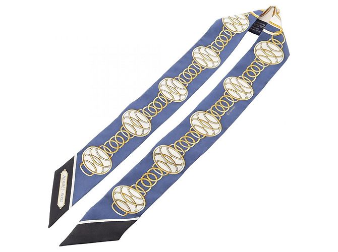 Foulard Hermès Twilly LIFT PROFILE Nero Multicolore Blu navy - vista 2