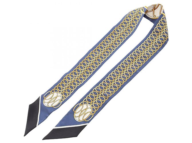 Foulard Hermès Twilly LIFT PROFILE Nero Multicolore Blu navy - vista 3