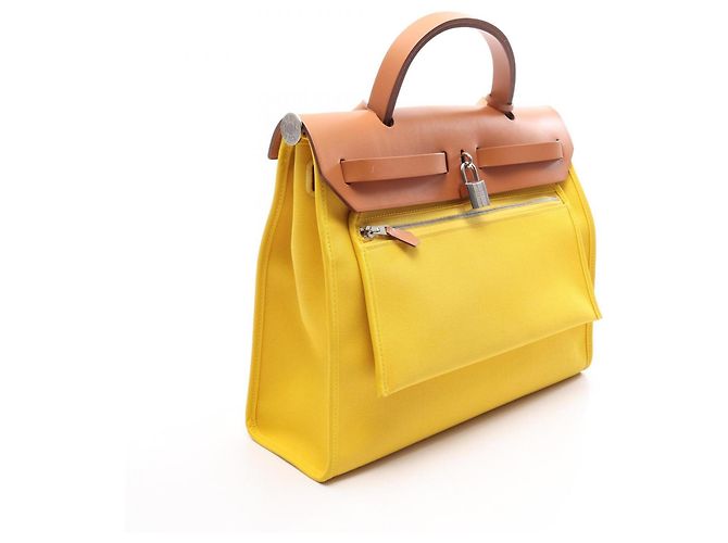Hermès Bolso 2-Way Hermes Herbag Zip PM Castaño Amarillo - vista 2
