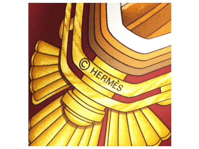 Hermès Sciarpa Carré 90 Hermes St. Christophe et L'enfant Jesus Automobile Bianco Multicolore Bordò - vista 2