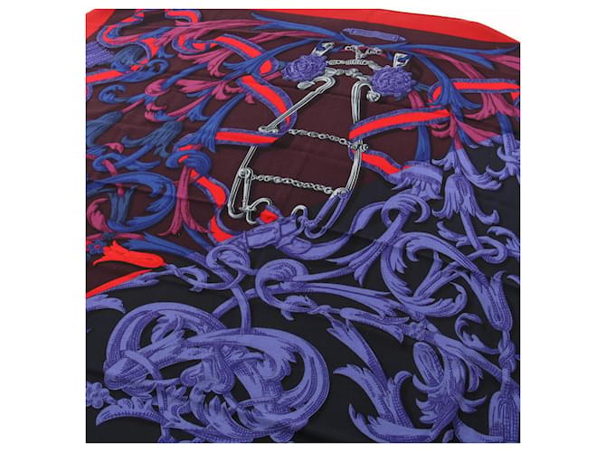 Hermès Sciarpa Hermes Carre Geant 140 LA MORS A CONETABLE Nero Multicolore Porpora - vista 2