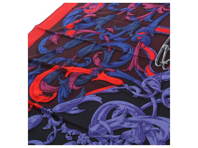 Hermès Sciarpa Hermes Carre Geant 140 LA MORS A CONETABLE Nero Multicolore Porpora - vista 5