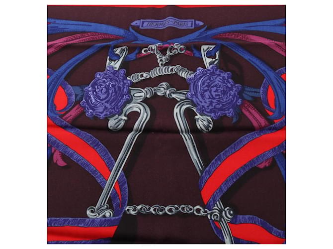 Hermès Sciarpa Hermes Carre Geant 140 LA MORS A CONETABLE Nero Multicolore Porpora - vista 6