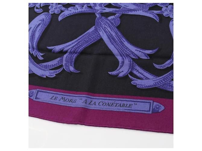 Hermès Sciarpa Hermes Carre Geant 140 LA MORS A CONETABLE Nero Multicolore Porpora - vista 7