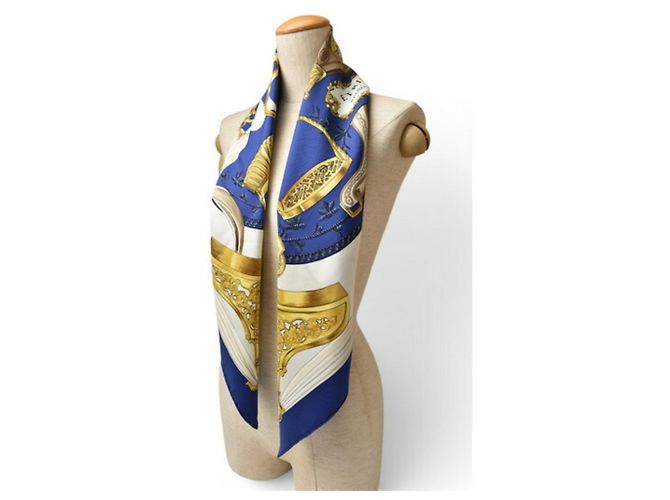 Hermès Hermes Carré 90 Schal Marineblau - Ansicht 9