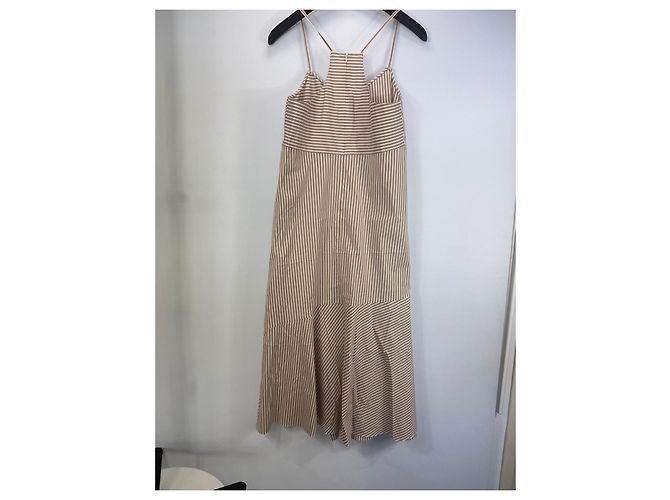 Tibi Gestreiftes Midi-Kleid Braun Weiß - Ansicht 2