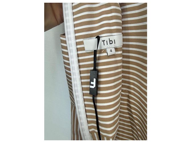 Tibi Gestreiftes Midi-Kleid Braun Weiß - Ansicht 3