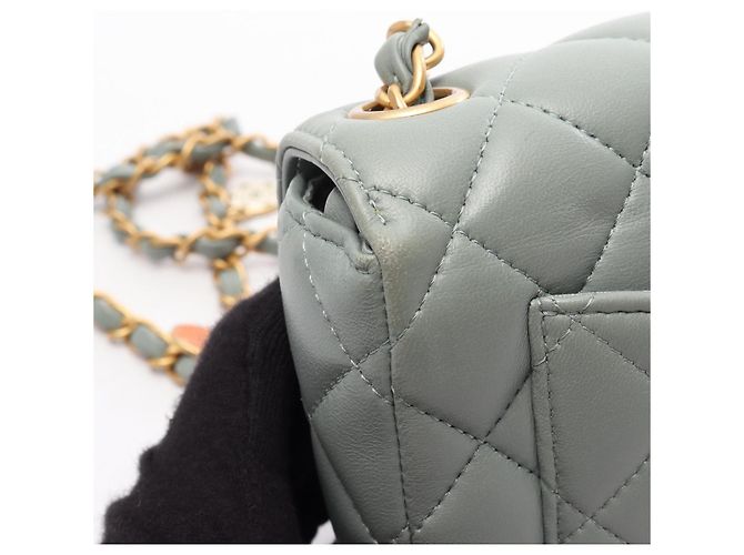 Borsa a Spalla Chanel Mini Matelassé Verde - vista 10