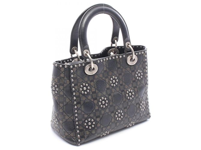 Christian Dior Dior LADY DIOR 2-Way Handtasche Schwarz Khaki - Ansicht 2