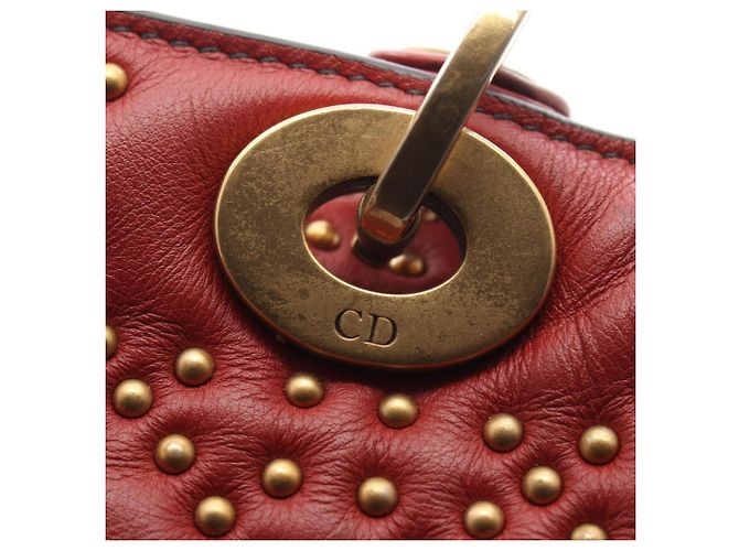 Christian Dior Dior LADY DIOR Borsa 2-Way con borchie Bordò - vista 10