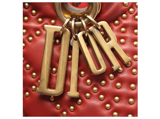 Christian Dior Dior LADY DIOR Borsa 2-Way con borchie Bordò - vista 11