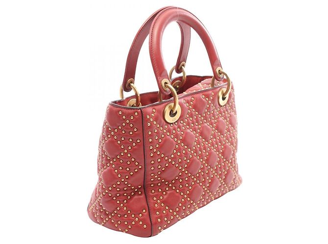 Christian Dior Dior LADY DIOR Borsa 2-Way con borchie Bordò - vista 2