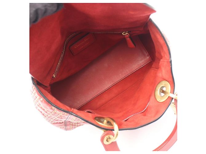 Christian Dior Dior LADY DIOR Borsa 2-Way con borchie Bordò - vista 3