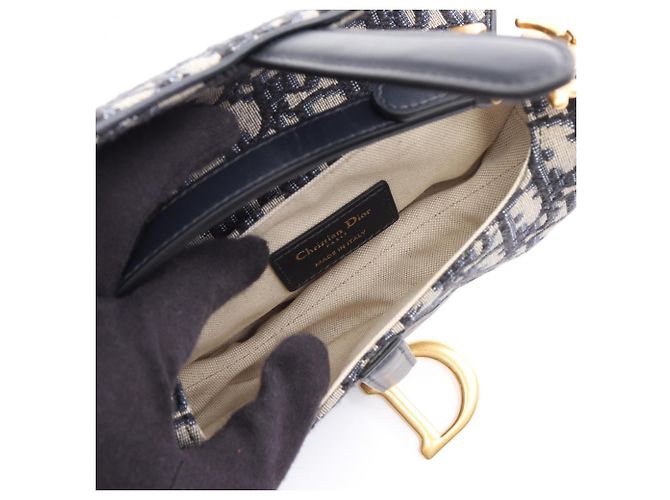 Borsa Saddle Christian Dior Beige Blu navy - vista 3