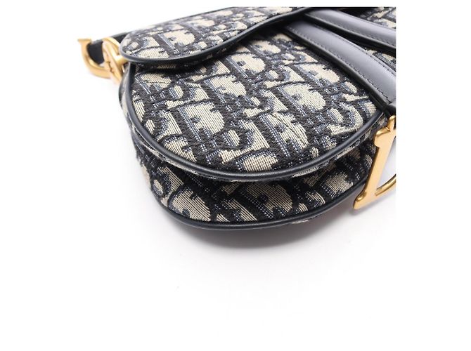 Borsa Saddle Christian Dior Beige Blu navy - vista 5