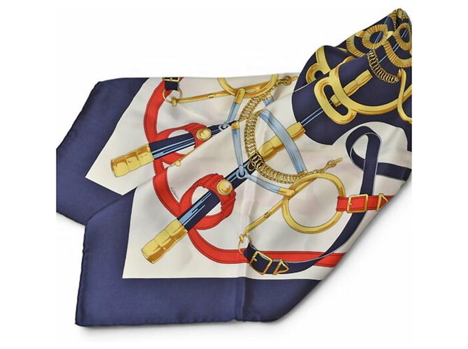 Hermès Foulard Hermes Carre 90 Blu navy - vista 10
