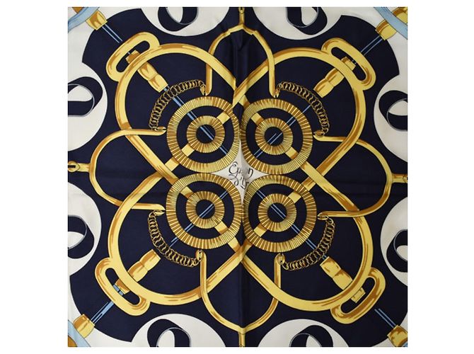 Hermès Foulard Hermes Carre 90 Blu navy - vista 3