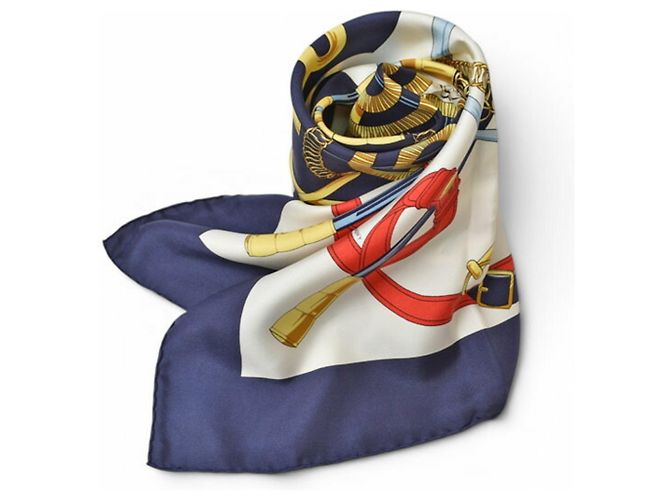 Hermès Foulard Hermes Carre 90 Blu navy - vista 9