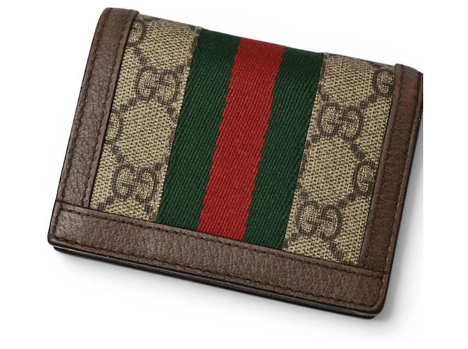Cartera bi-fold Gucci Ophidia Castaño Beige - vista 4
