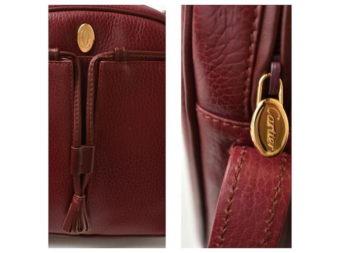Borsa a tracolla in pelle Cartier Must de Bordeaux Bordò - vista 4