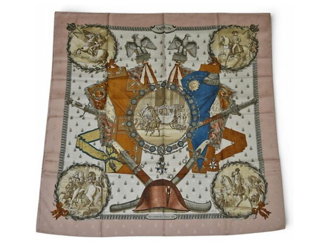 Hermès Hermes Carré 90 Schal Pink Weiß Beige - Ansicht 2