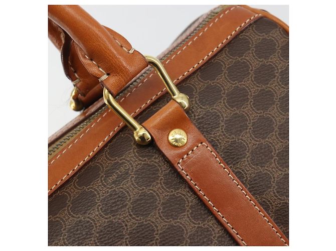 Céline Borsa Boston CELINE in tela Macadam PVC Pelle Marrone Oro Auth 189503A D'oro - vista 10