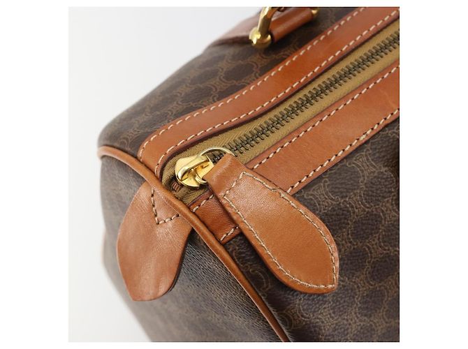 Céline Borsa Boston CELINE in tela Macadam PVC Pelle Marrone Oro Auth 189503A D'oro - vista 11