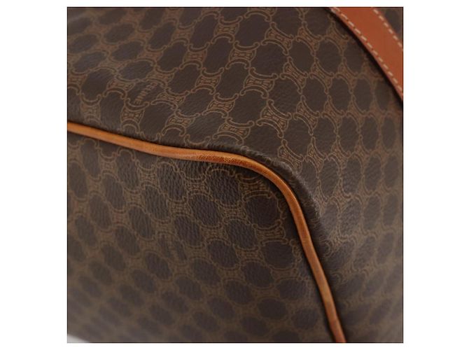 Céline Borsa Boston CELINE in tela Macadam PVC Pelle Marrone Oro Auth 189503A D'oro - vista 14