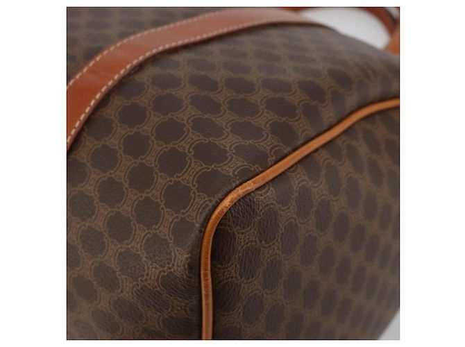 Céline Borsa Boston CELINE in tela Macadam PVC Pelle Marrone Oro Auth 189503A D'oro - vista 15
