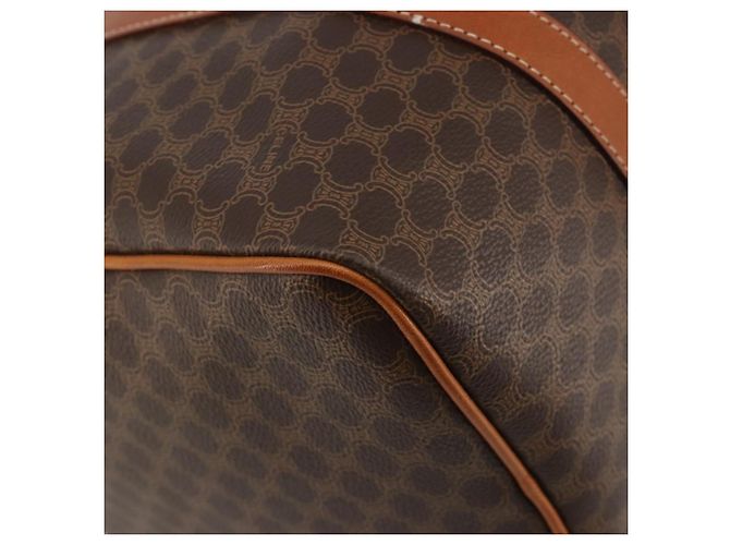 Céline Borsa Boston CELINE in tela Macadam PVC Pelle Marrone Oro Auth 189503A D'oro - vista 16