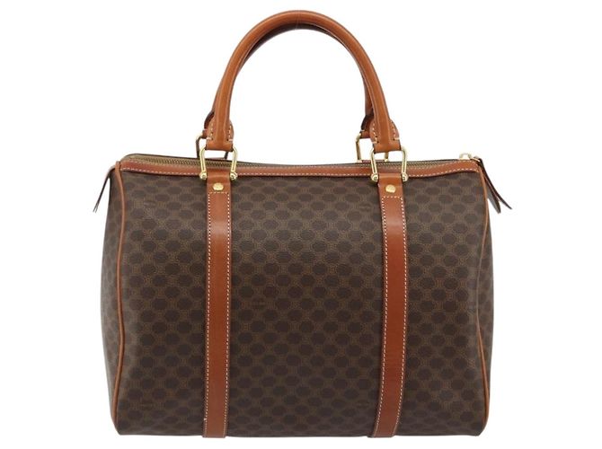 Céline Borsa Boston CELINE in tela Macadam PVC Pelle Marrone Oro Auth 189503A D'oro - vista 2